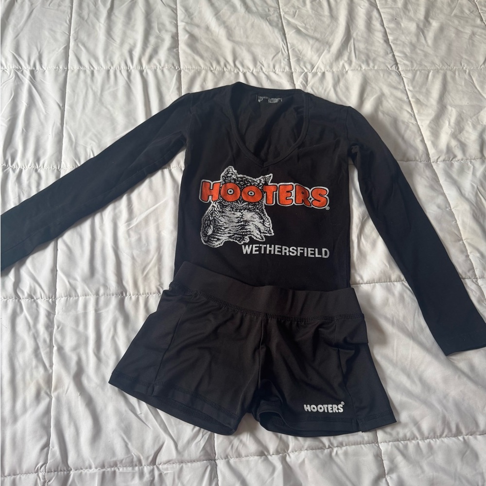 Hooters Black Long-Sleeve Set with Shorts